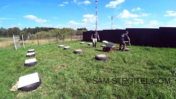 Самый простой и дешёвый фундамент из покрышек своими руками