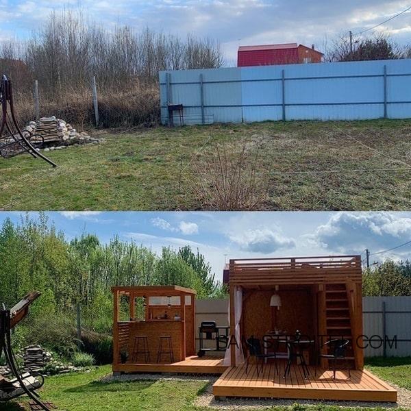 Сделал зону отдыха на даче своими руками (12 фото)