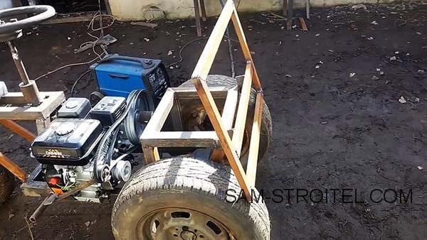 Самодельная самоходная тележка с двигателем от мотоблока