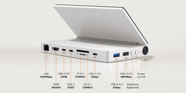 Cabletime представила ScreenDock &mdash; USB-хаб с&nbsp;8 портами и&nbsp;полноценным 5,5‑дюймовым экраном