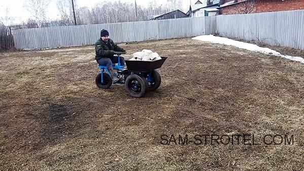 Самодельная самоходная тележка с двигателем от мотоблока Самодельная самоходная тележка с двигателем от мотоблока