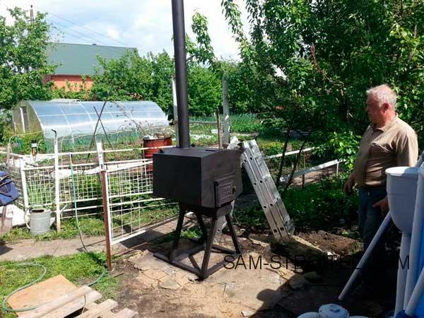 Самодельная печь буржуйка с водяным теплообменником Самодельная печь буржуйка с водяным теплообменником