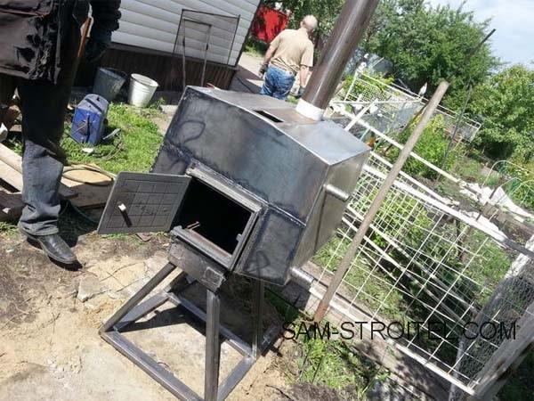 Самодельная печь буржуйка с водяным теплообменником Самодельная печь буржуйка с водяным теплообменником