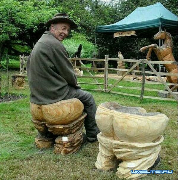 Невероятные стулья и табуреты из пней