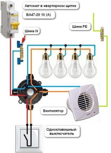 Подключение вытяжки в ванной к выключателю света: разбор популярных схем и подробные инструкции