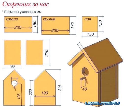 Оригинальный скворечник своими руками чертежи и размеры